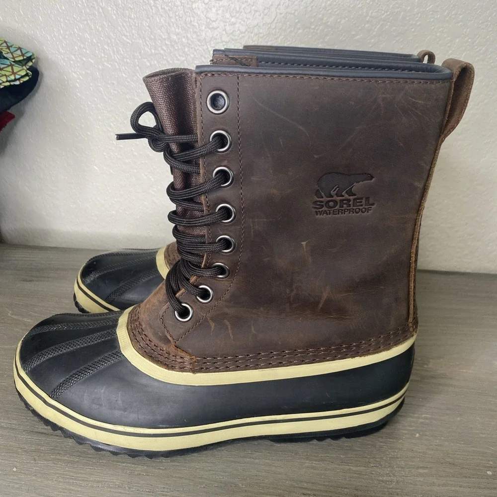 Men's Sorel Premium‎ Size 8.5 Leather Waterproof Insulated Winter Snow Boots
